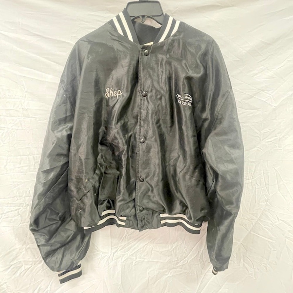 Vintage Windless DuPont Save-All Satin Bomber Jacket XXL Black Shep Automotive